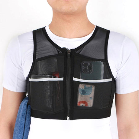 Refleksvest m. Lommer - Str. Small - Sort