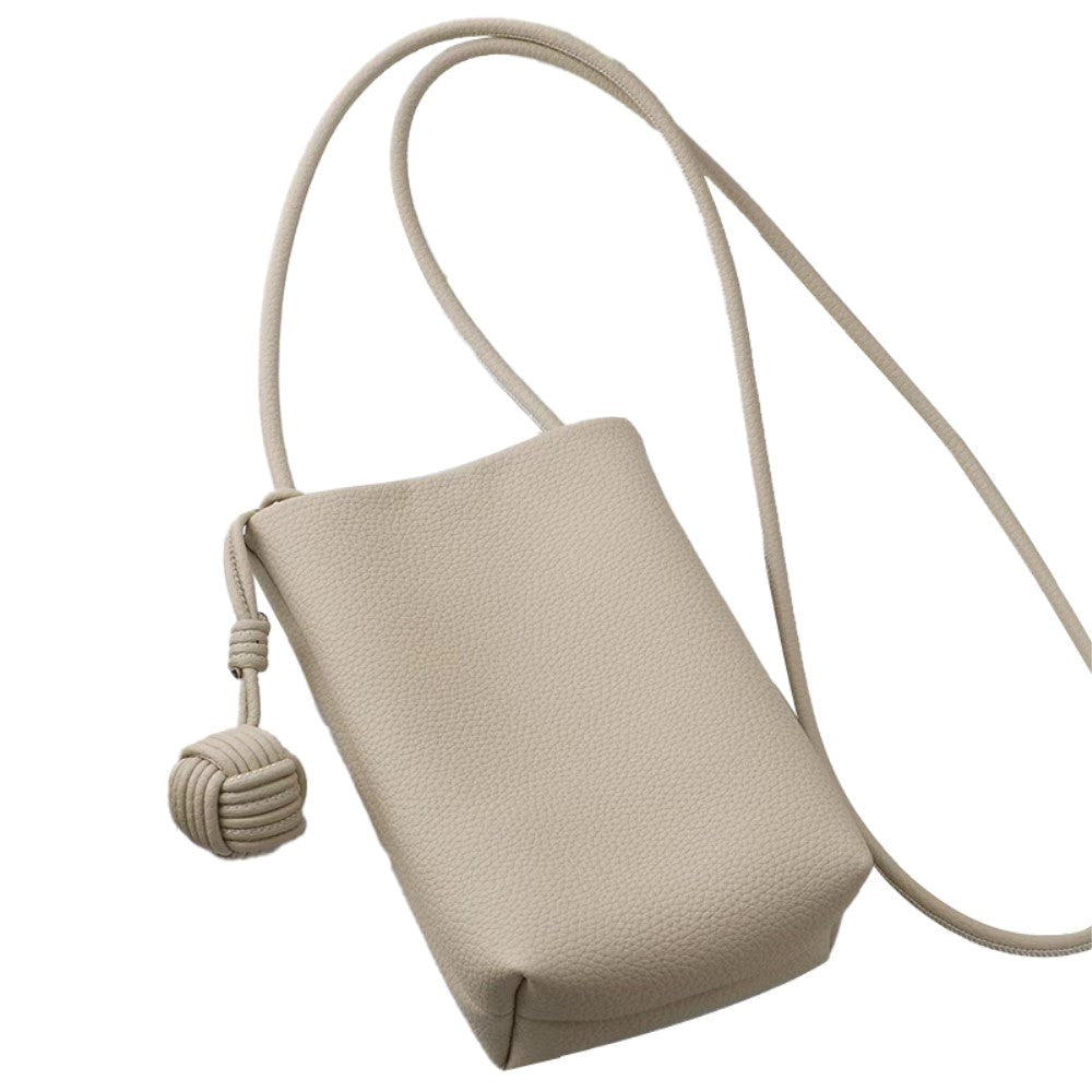 Kunstlæder Crossbody Mobil Taske m. Magnet Lukning (200 x 130 mm) - Beige