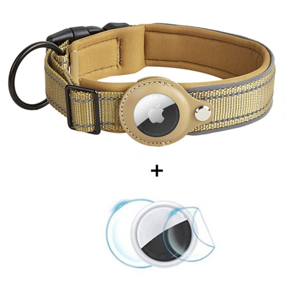 Hundehalsbånd med AirTag 1. & 2. Gen. Holder - Str. S (30-37 cm) - Beige
