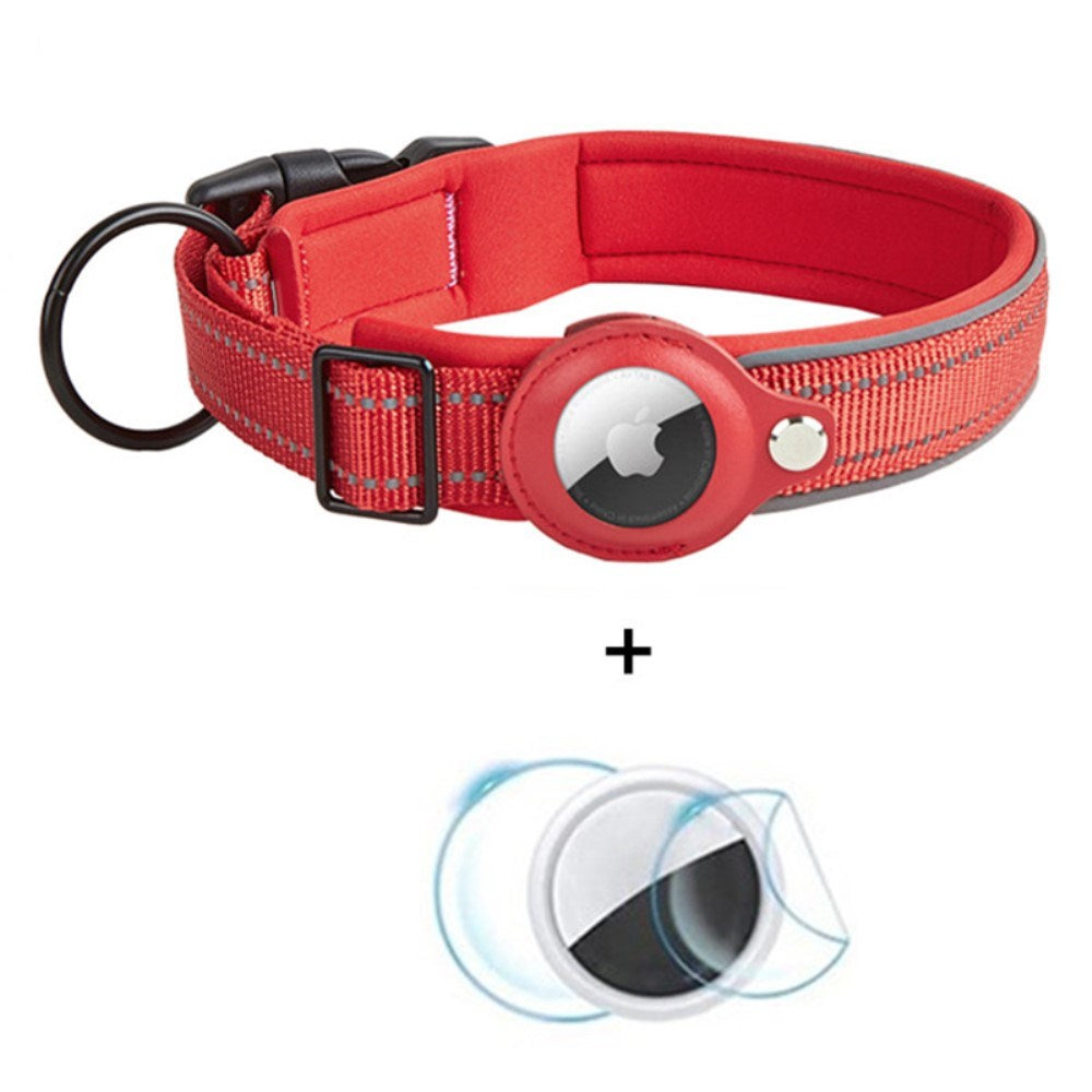 Hundehalsbånd med AirTag Holder - Str. M (38-45 cm) - Rød