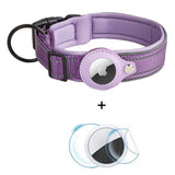 Hundehalsbånd med AirTag 1. & 2. Gen. Holder - Str. L (43-50 cm) - Lilla