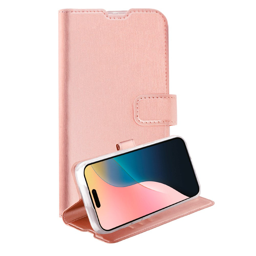 iPhone 16 Vivanco Classic Wallet Læder Flip Cover m. Pung - Rose Gold