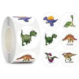 Klistermærkerulle med 500 Tegneserie Dinosaurer - V2
