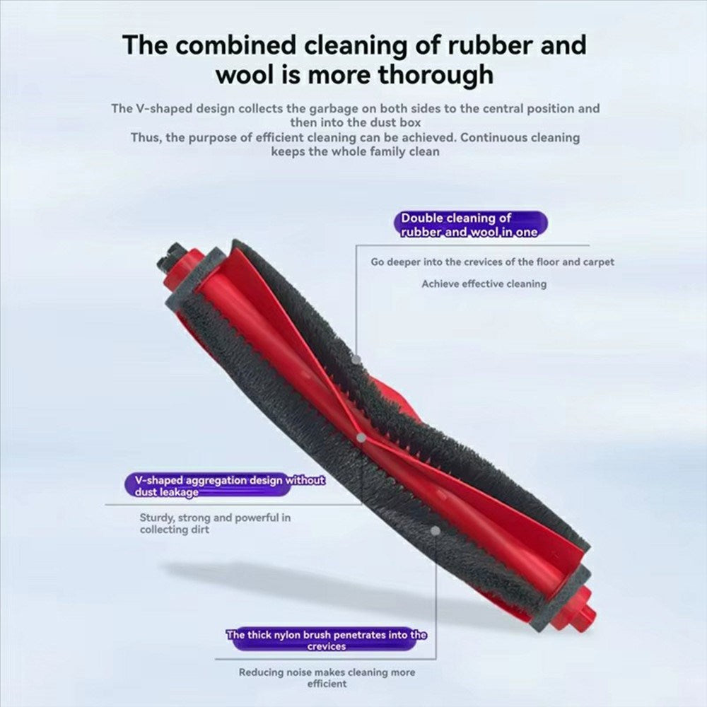 Støvsugerbørste til Robotstøvsuger Roborock Q10 VF / Q10 VF+ / Q10 PF - Rød + Sort