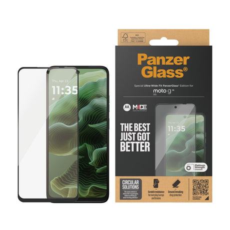 Motorola Moto G35 5G - PanzerGlass Ultra-Wide Fit Skærmbeskyttelsesglas - Gennemsigtig/Sort Kant