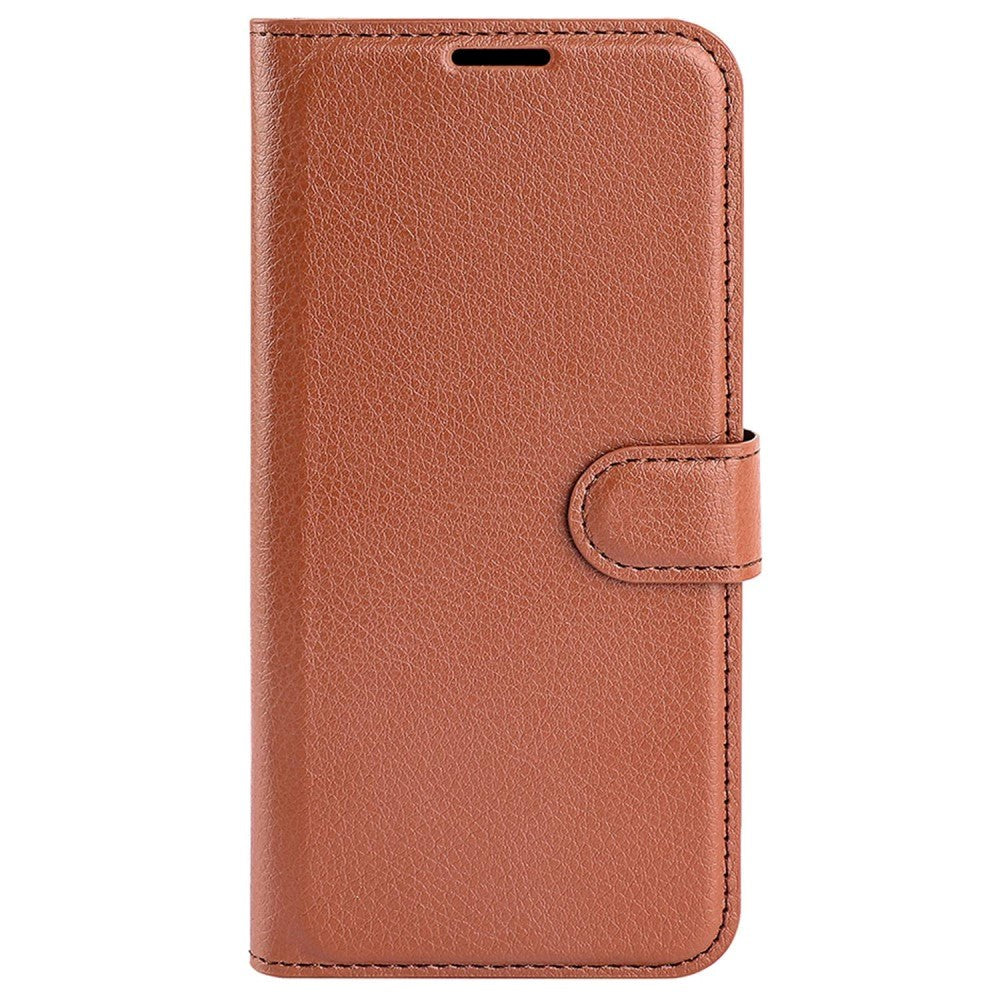 Motorola Moto G42 Litchi Læder Flip Cover m. Pung - Brun