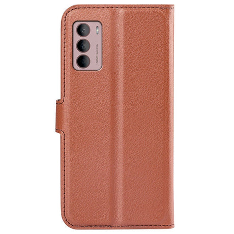 Motorola Moto G42 Litchi Læder Flip Cover m. Pung - Brun