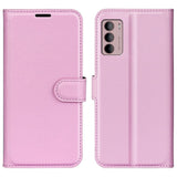 Motorola Moto G42 Litchi Læder Flip Cover m. Pung - Lyserød