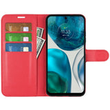 Motorola Moto G42 Litchi Læder Flip Cover m. Pung - Rød