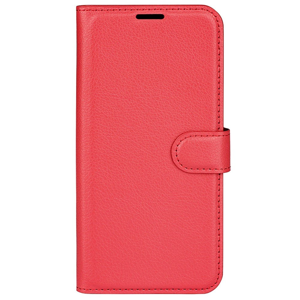 Motorola Moto G42 Litchi Læder Flip Cover m. Pung - Rød