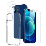 iPhone 12 NORTHJO 360° Protection Set inkl. Cover & Skærmbeskyttelse & Kameralinsebeskyttelse - Gennemsigtig