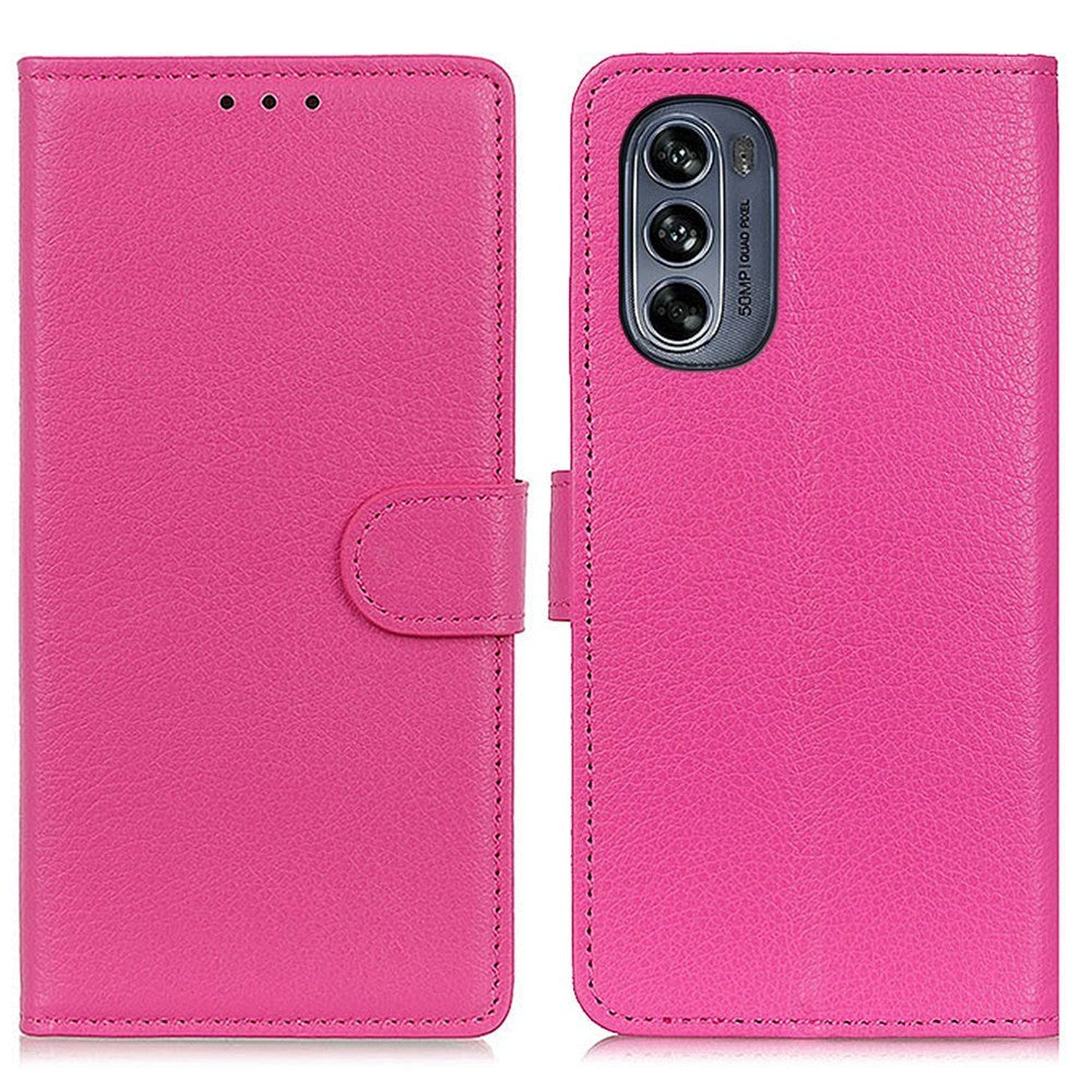 Motorola Moto G62 Læder Flip Cover m. Pung & 3 Lommer - Lyserød