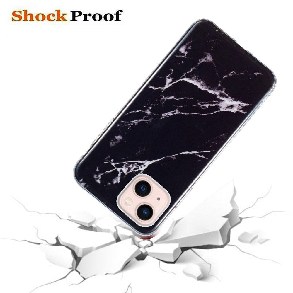 EIDERWOOD iPhone 13 Mini Fleksibelt Bagside Cover Marmor Mønster - Sort