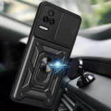 Xiaomi Poco F4 Håndværker Bagside Cover m. Magnetisk Kickstand & Cam Slider - Guld