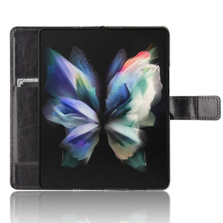 Samsung Galaxy Z Fold4 5G Blødt Læder Flip Cover m. Pung - Sort