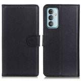 Samsung Galaxy M13 Litchi Læder Flip Cover m. Pung - Sort