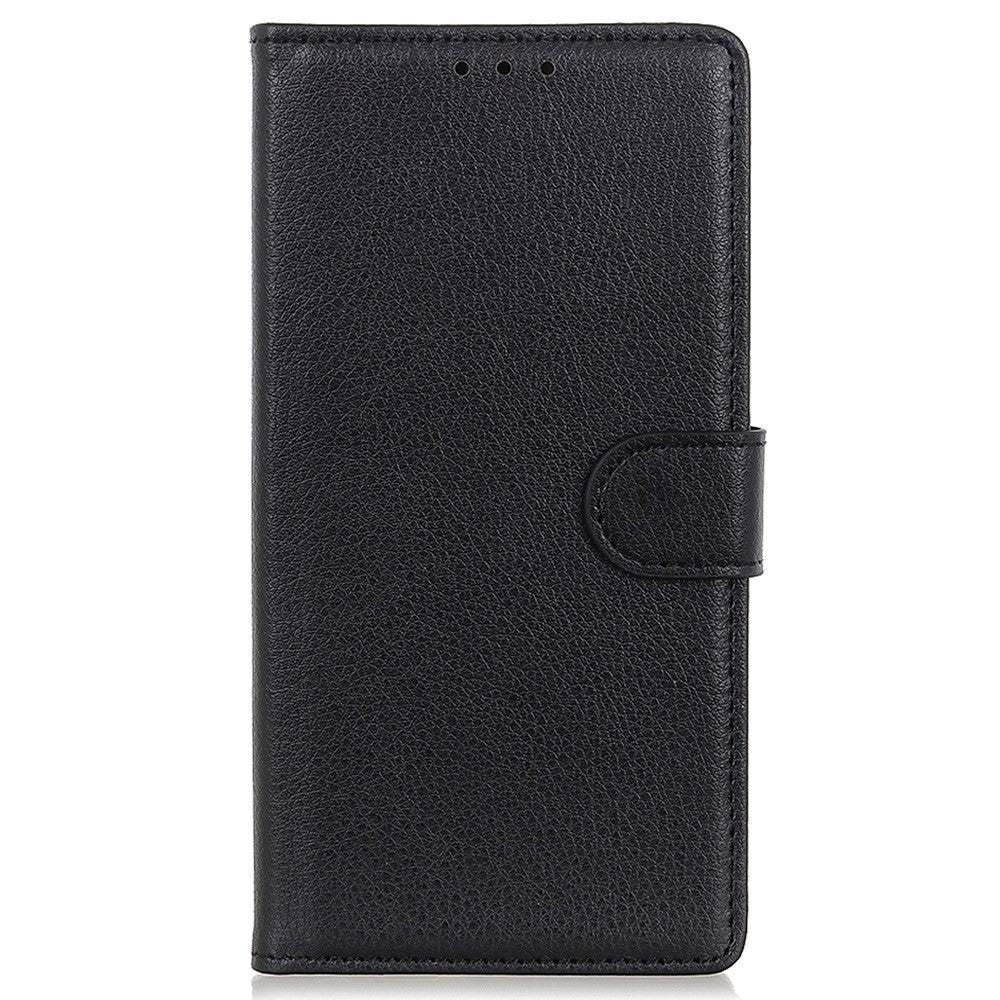 Samsung Galaxy M13 Litchi Læder Flip Cover m. Pung - Sort