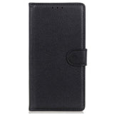 Samsung Galaxy M13 Litchi Læder Flip Cover m. Pung - Sort