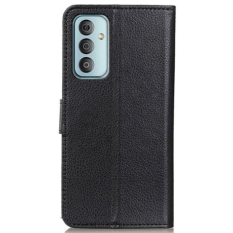 Samsung Galaxy M13 Litchi Læder Flip Cover m. Pung - Sort