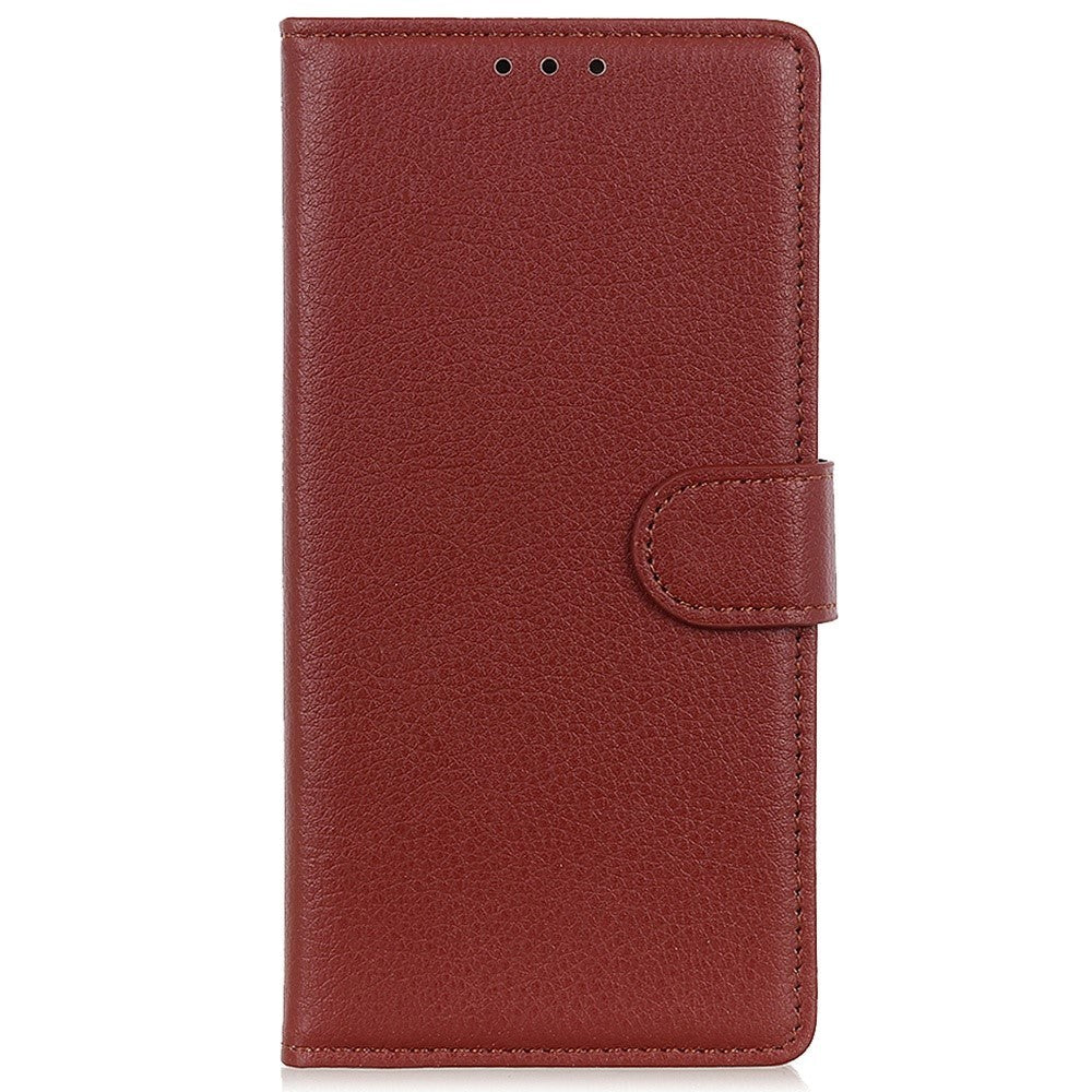 Samsung Galaxy M13 Litchi Læder Flip Cover m. Pung - Brun