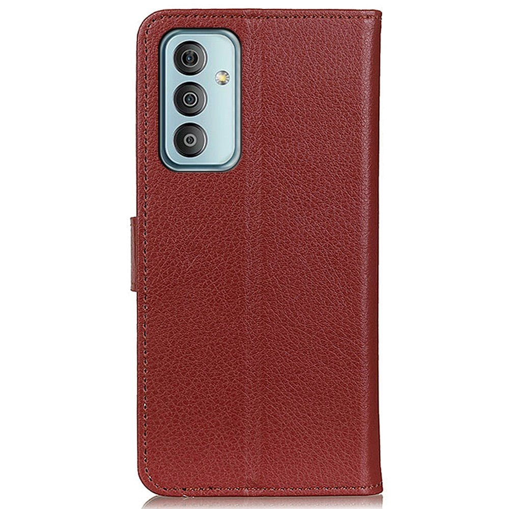 Samsung Galaxy M13 Litchi Læder Flip Cover m. Pung - Brun