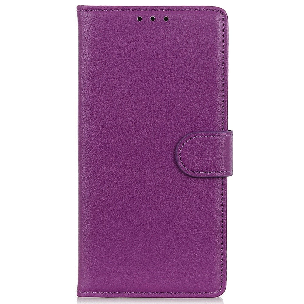 Samsung Galaxy M13 Litchi Læder Flip Cover m. Pung - Lilla