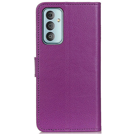 Samsung Galaxy M13 Litchi Læder Flip Cover m. Pung - Lilla