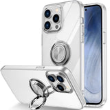 iPhone 14 Plus Kickstand Cover Med Ring Holder - Gennemsigtig