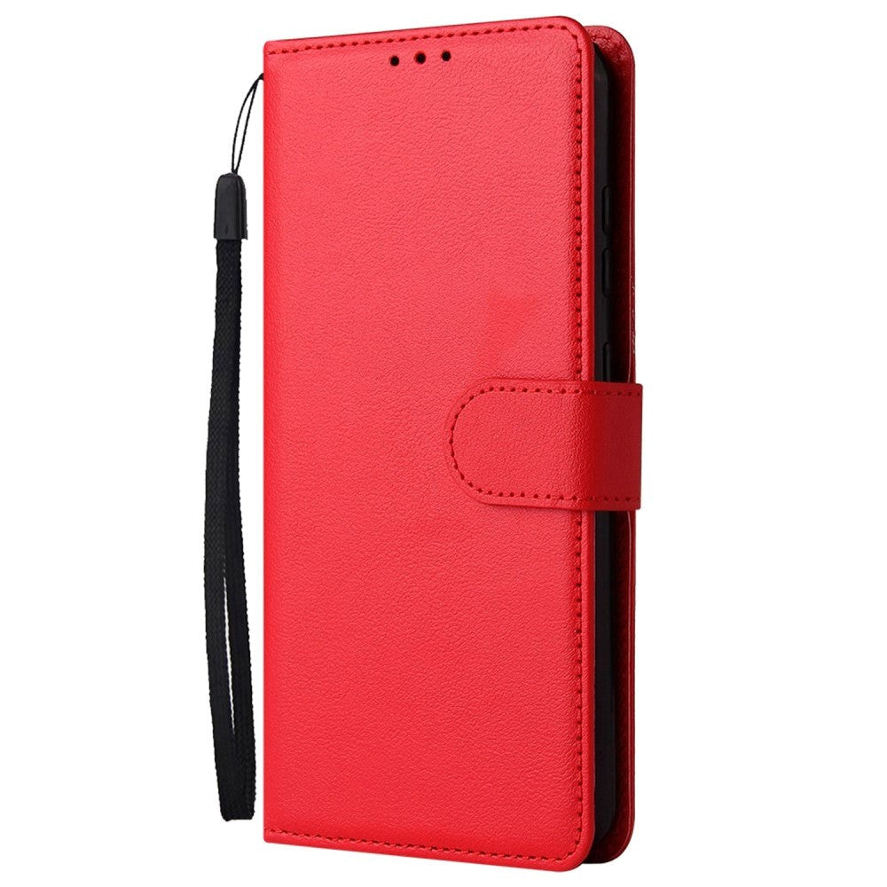 Xiaomi Redmi 10 (5G) Læder Flip Cover m. Pung og Strop - Rød