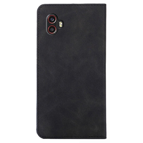 Samsung Galaxy XCover 6 Pro Blødt Læder Flip Cover m. Pung - Sort