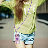 iPhone 14 Plus Fleksibel Plastik Bagside Cover m. Snor - Marmor - Lyslilla