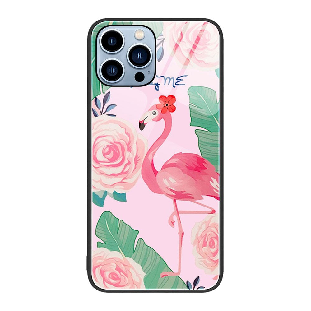iPhone 14 Pro Bagside Cover m. Glasbagside - Flamingo