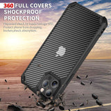 iPhone 14 Pro Max Plastik Bagside Cover m. Carbon Look - Gennemsigtig / Sort