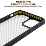 iPhone 14 Pro Max Plastik Bagside Cover m. Carbon Look - Gennemsigtig / Sort