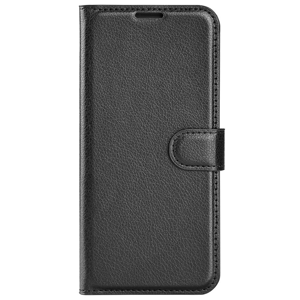 Xiaomi Poco F4 Litchi Læder Flip Cover m. Pung - Sort