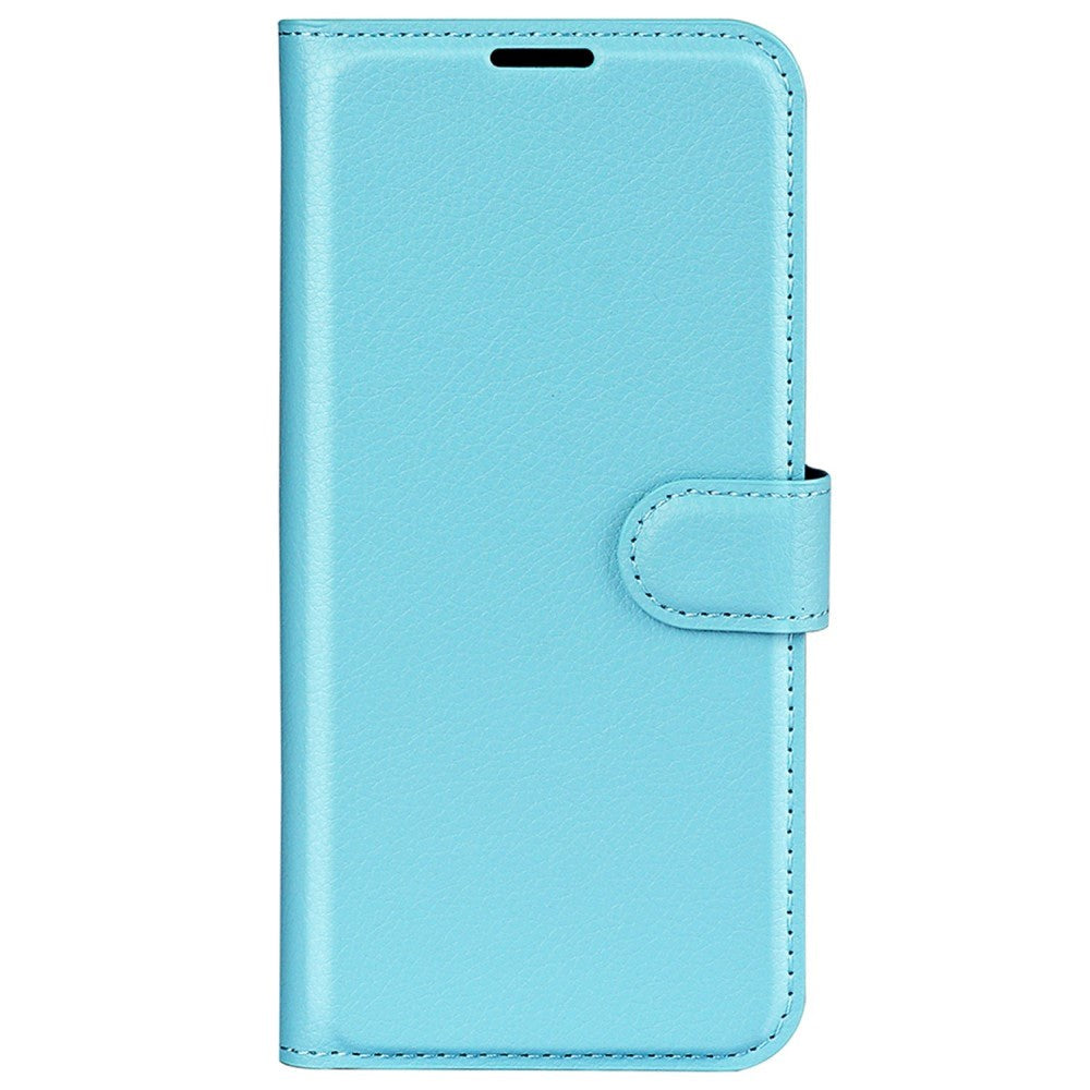 Xiaomi Poco F4 Litchi Læder Flip Cover m. Pung - Lyseblå