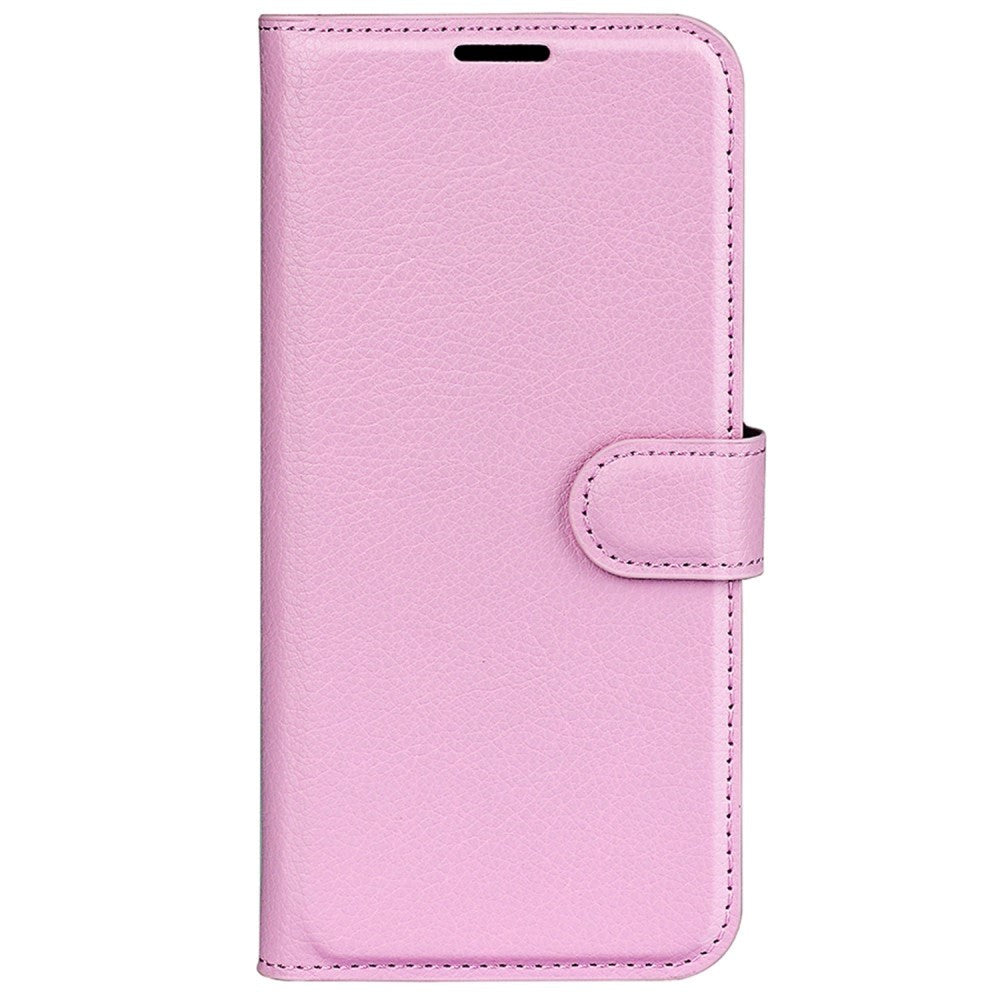 Xiaomi Poco F4 Litchi Læder Flip Cover m. Pung - Lyserød