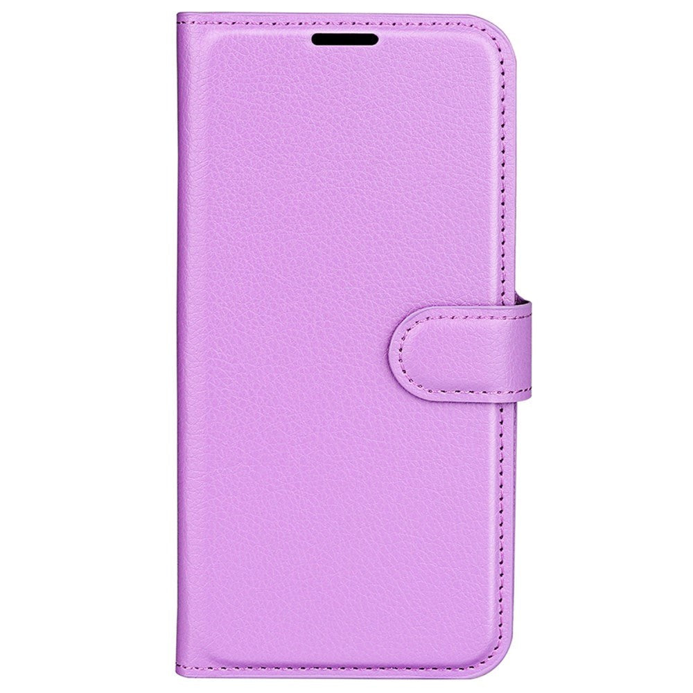 Xiaomi Poco F4 Litchi Læder Flip Cover m. Pung - Lilla