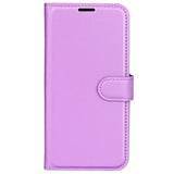 Xiaomi Poco F4 Litchi Læder Flip Cover m. Pung - Lilla