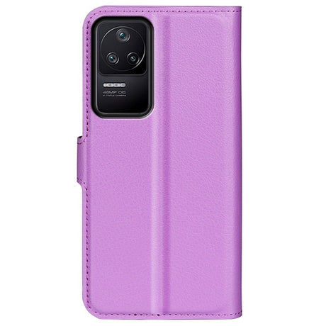 Xiaomi Poco F4 Litchi Læder Flip Cover m. Pung - Lilla