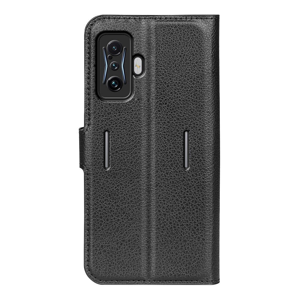 Xiaomi Poco F4 GT Litchi Læder Flip Cover m. Pung - Sort