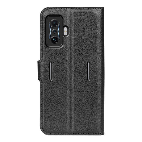 Xiaomi Poco F4 GT Litchi Læder Flip Cover m. Pung - Sort