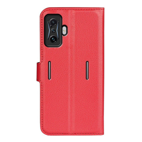 Xiaomi Poco F4 GT Litchi Læder Flip Cover m. Pung - Rød