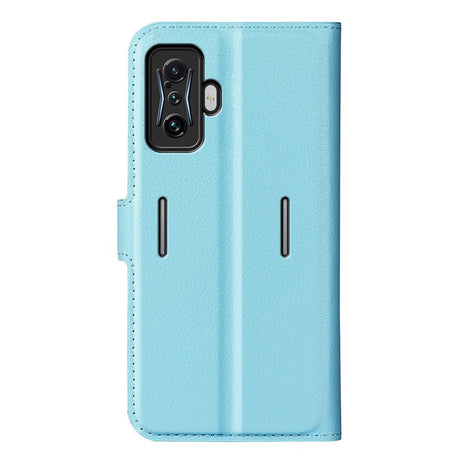 Xiaomi Poco F4 GT Litchi Læder Flip Cover m. Pung - Lyseblå