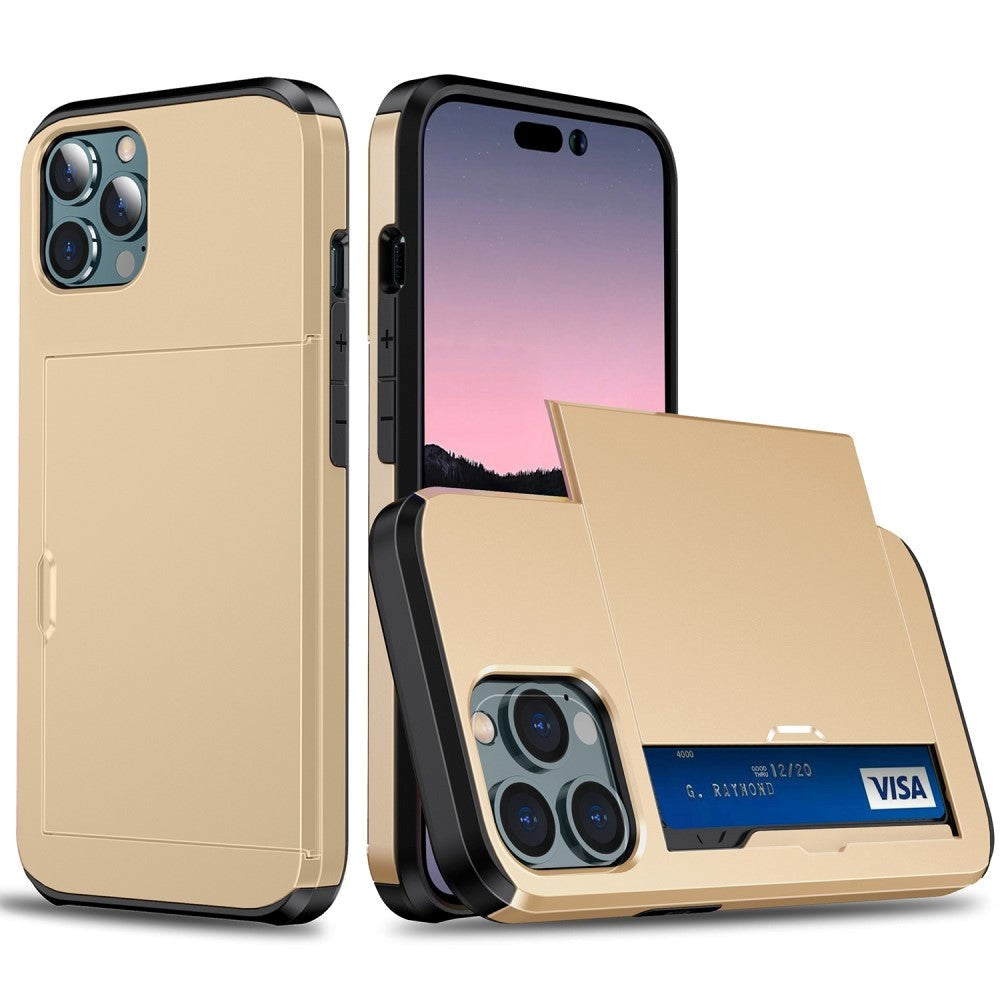 iPhone 14 Pro Max Håndværker Cover m. Kortholder - Guld