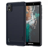 Nokia C2 2nd Edition Mofi Brushed Carbon Fiber Fleksibelt Plastik Bagside Cover - Blå