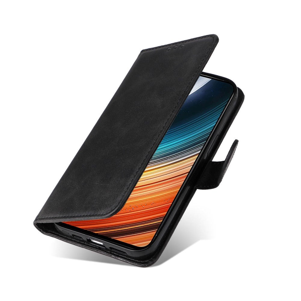 Xiaomi Poco F4 Læder Flip Cover m. Pung & Strop - Sort