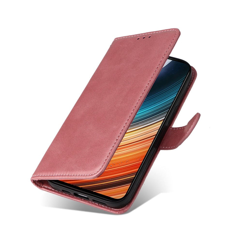 Xiaomi Poco F4 Læder Flip Cover m. Pung & Strop - Rose Gold