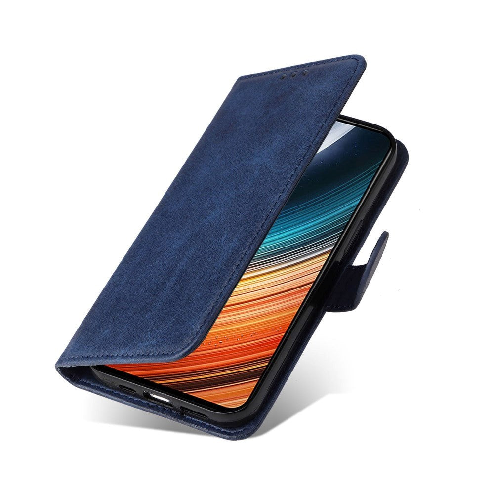 Xiaomi Poco F4 Læder Flip Cover m. Pung & Strop - Blå