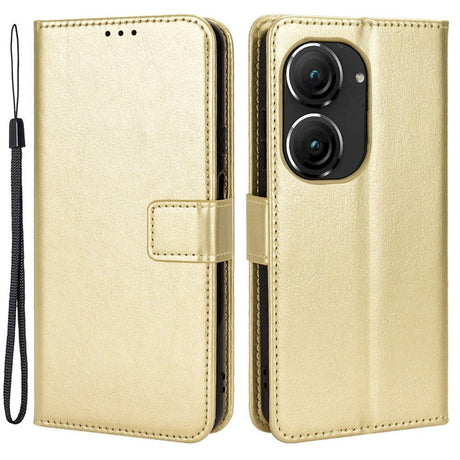 Asus Zenfone 10 / 9 Læder Flip Cover m. Pung og Ståfunktion - Guld